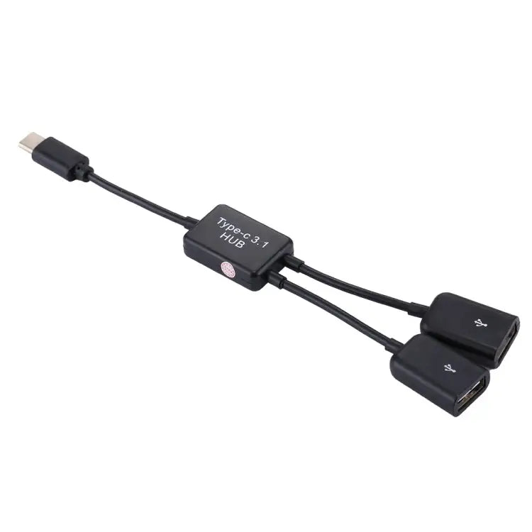 Portable USB-C / Type-C Male to Dual USB Ports Female HUB Adapter for Macbook PC Laptop Tablet Smartphone 2 Ports USB