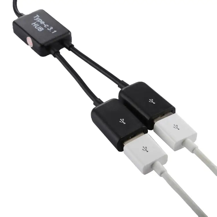 Portable USB-C / Type-C Male to Dual USB Ports Female HUB Adapter for Macbook PC Laptop Tablet Smartphone 2 Ports USB