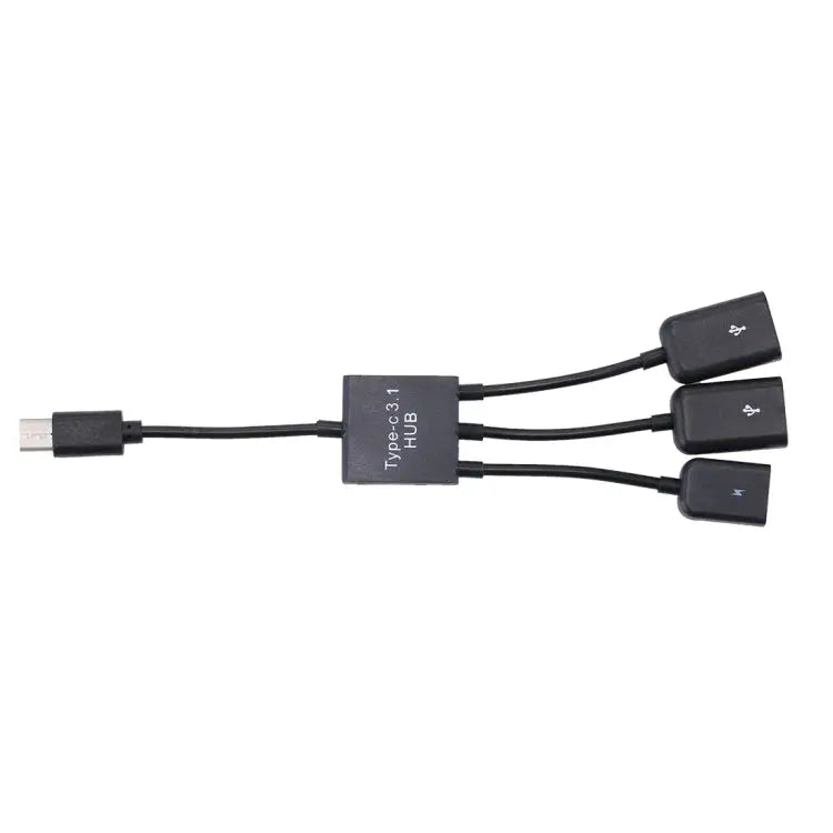 Portable USB-C / Type-C Male to Dual USB Ports Female + Micro USB Female Mini Cable Hub Splitter Adapter 2 Ports USB