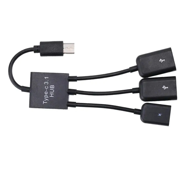 Portable USB-C / Type-C Male to Dual USB Ports Female + Micro USB Female Mini Cable Hub Splitter Adapter 2 Ports USB