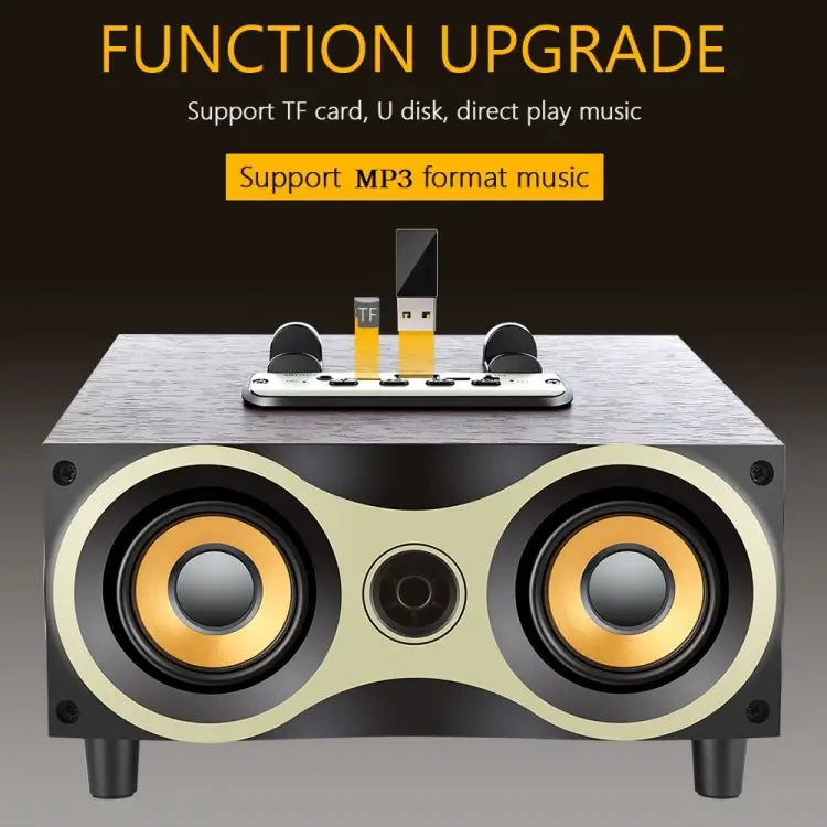 Portable Wooden Wireless Speaker Subwoofer Stero Radio FM Desktop Bluetooth Speakers Brown Wooden - Brown Wooden