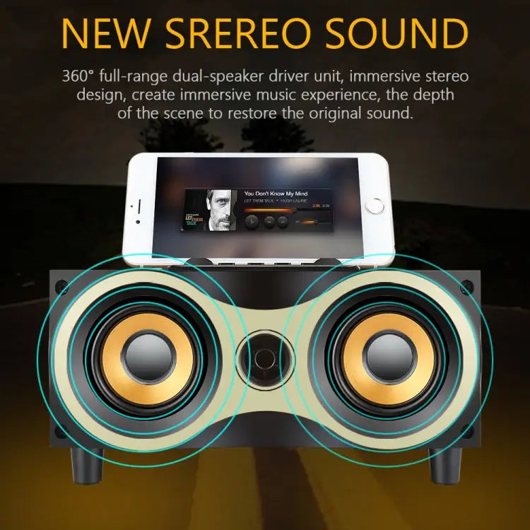 Portable Wooden Wireless Speaker Subwoofer Stero Radio FM Desktop Bluetooth Speakers Brown Wooden - Brown Wooden