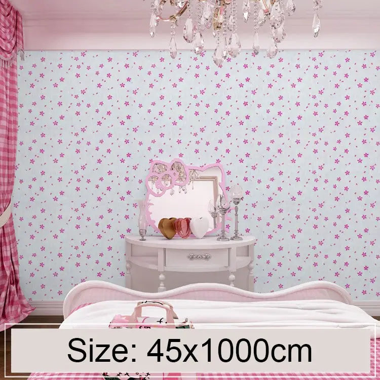 Powder Cherry Blossom Creative 3D Stone Brick Decoration Wallpaper Stickers Bedroom Living Room Wall Waterproof