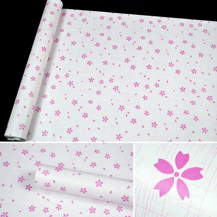 Powder Cherry Blossom Creative 3D Stone Brick Decoration Wallpaper Stickers Bedroom Living Room Wall Waterproof