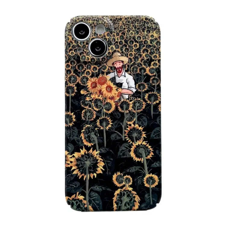 Precise Hole Glossy PC Phone Case For iPhone 14 For iPhone 14 Plus For iPhone 14 Pro - For iPhone 14 Plus / Sunflower