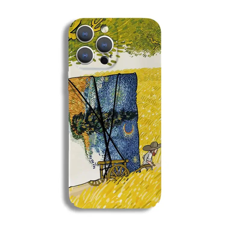 Precise Hole Oil Painting Pattern PC Phone Case For iPhone 14 Pro For iPhone 14 Pro Max - For iPhone 14 Pro / Handcart