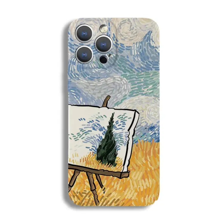 Precise Hole Oil Painting Pattern PC Phone Case For iPhone 14 Pro For iPhone 14 Pro Max - For iPhone 14 Pro Max