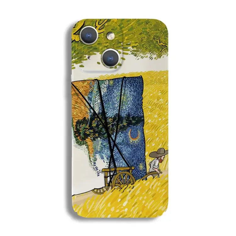 Precise Hole Oil Painting Pattern PC Phone Case For iPhone 15 Plus For iPhone 15 - For iPhone 15 / Handcart - Apple