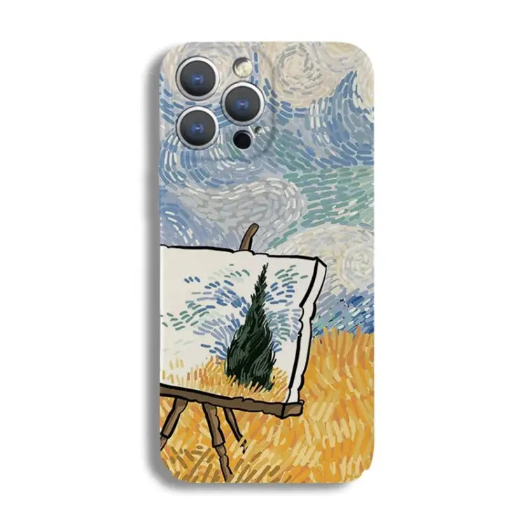Precise Hole Oil Painting Pattern PC Phone Case For iPhone 15 Pro Max For iPhone 15 Pro - For iPhone 15 Pro Max