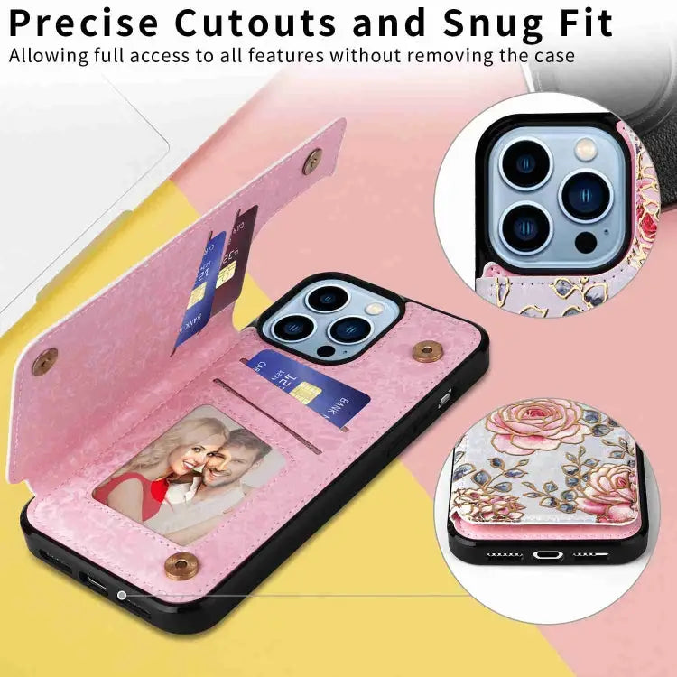 Printed Double Buckle RFID Anti-theft Phone Case For iPhone 12 Pro Max For iPhone 11 Pro Max For iPhone 11 For iPhone