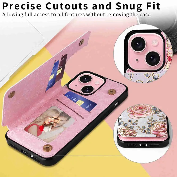 Printed Double Buckle RFID Anti-theft Phone Case For iPhone 14 Pro Max For iPhone SE 2022 / SE 2020 For iPhone 13 Pro