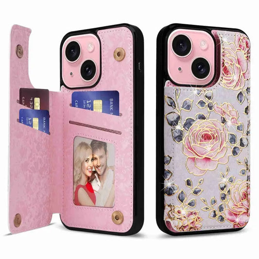 Printed Double Buckle RFID Anti-theft Phone Case For iPhone 14 Pro Max For iPhone SE 2022 / SE 2020 For iPhone 13 Pro