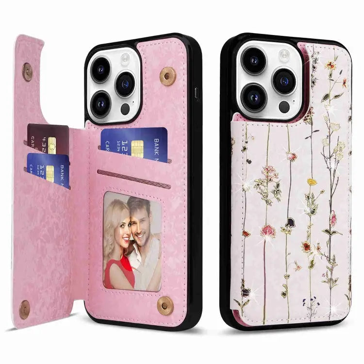 Printed Double Buckle RFID Anti-theft Phone Case For iPhone 14 Pro Max For iPhone SE 2022 / SE 2020 For iPhone 13 Pro