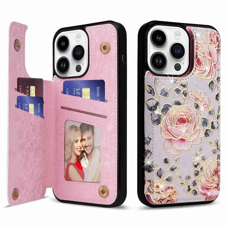 Printed Double Buckle RFID Anti-theft Phone Case For iPhone 14 Pro Max For iPhone SE 2022 / SE 2020 For iPhone 13 Pro