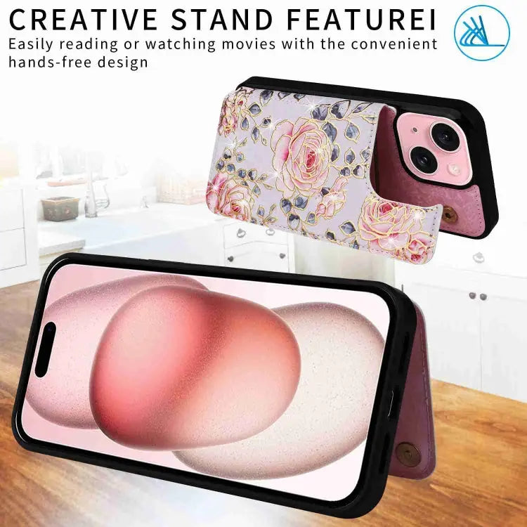 Printed Double Buckle RFID Anti-theft Phone Case For iPhone 14 Pro Max For iPhone SE 2022 / SE 2020 For iPhone 13 Pro