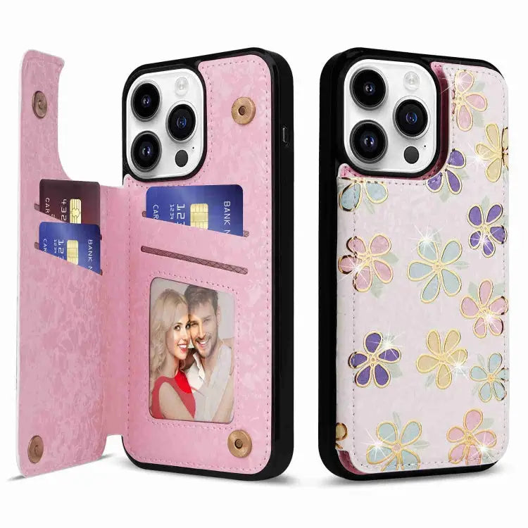 Printed Double Buckle RFID Anti-theft Phone Case For iPhone 14 Pro Max For iPhone SE 2022 / SE 2020 For iPhone 13 Pro