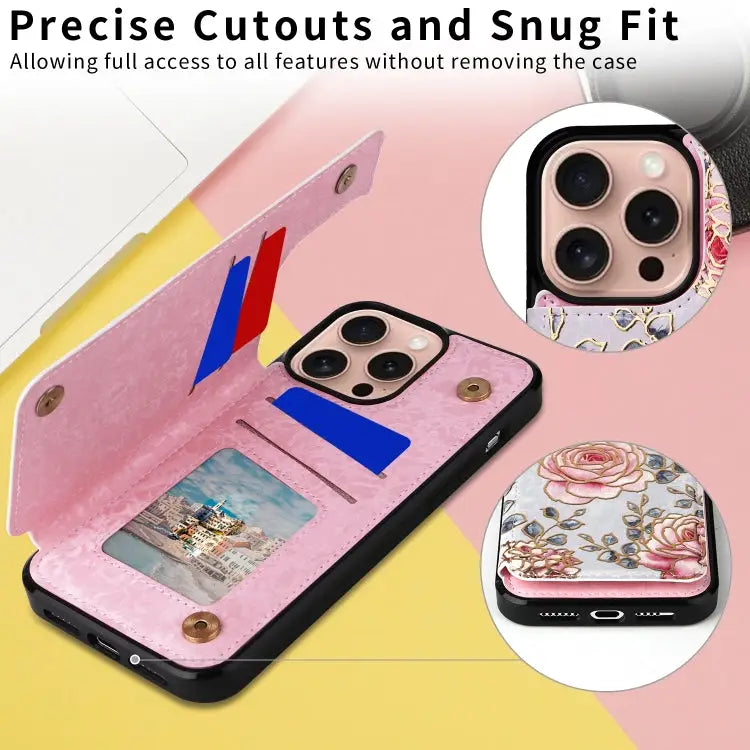 Printed Double Buckle RFID Anti-theft Phone Case For iPhone 15 Pro For iPhone 15 Plus For iPhone 15 For iPhone 14 Plus