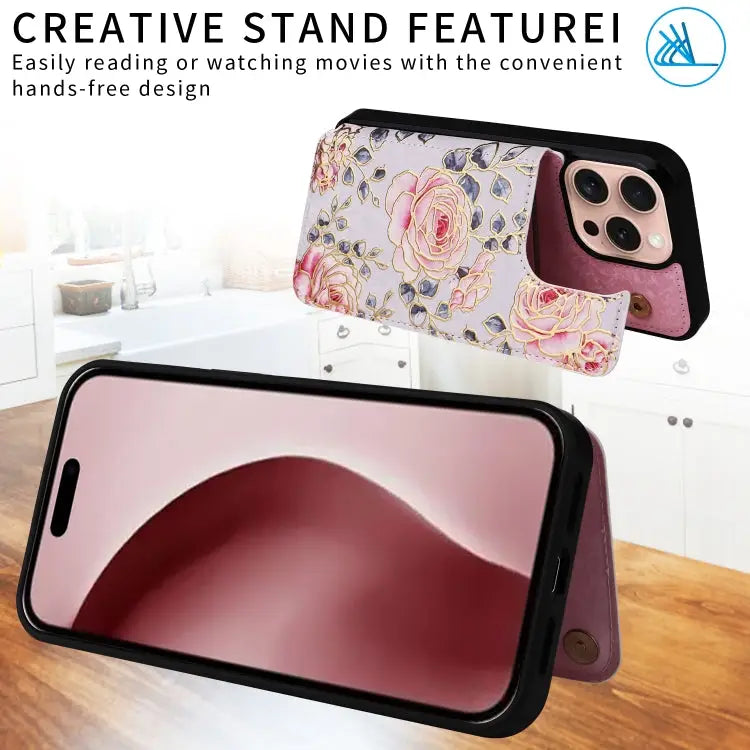 Printed Double Buckle RFID Anti-theft Phone Case For iPhone 15 Pro For iPhone 15 Plus For iPhone 15 For iPhone 14 Plus