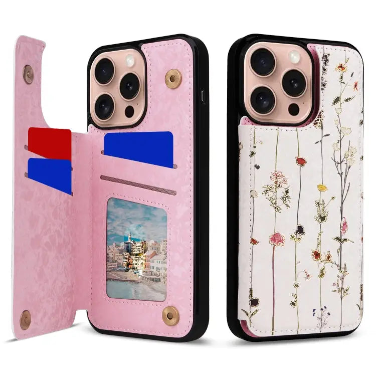 Printed Double Buckle RFID Anti-theft Phone Case For iPhone 15 Pro For iPhone 15 Plus For iPhone 15 For iPhone 14 Plus