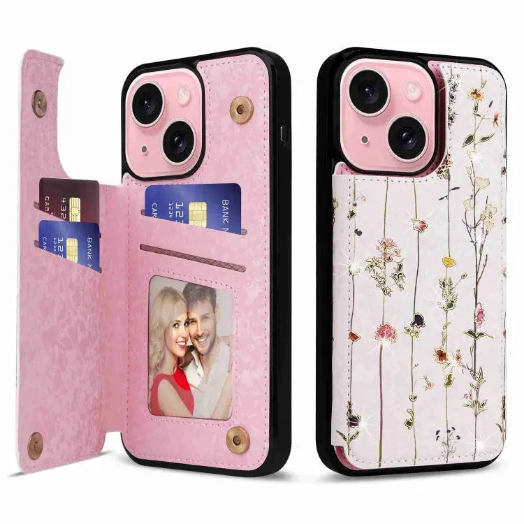 Printed Double Buckle RFID Anti-theft Phone Case For iPhone 15 Pro For iPhone 15 Plus For iPhone 15 For iPhone 14 Plus