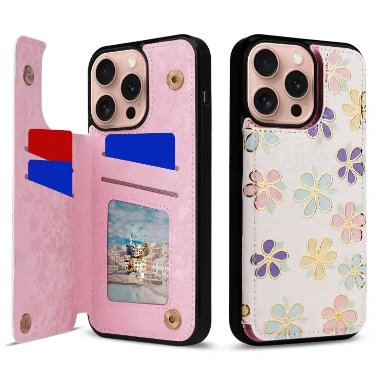 Printed Double Buckle RFID Anti-theft Phone Case For iPhone 15 Pro For iPhone 15 Plus For iPhone 15 For iPhone 14 Plus