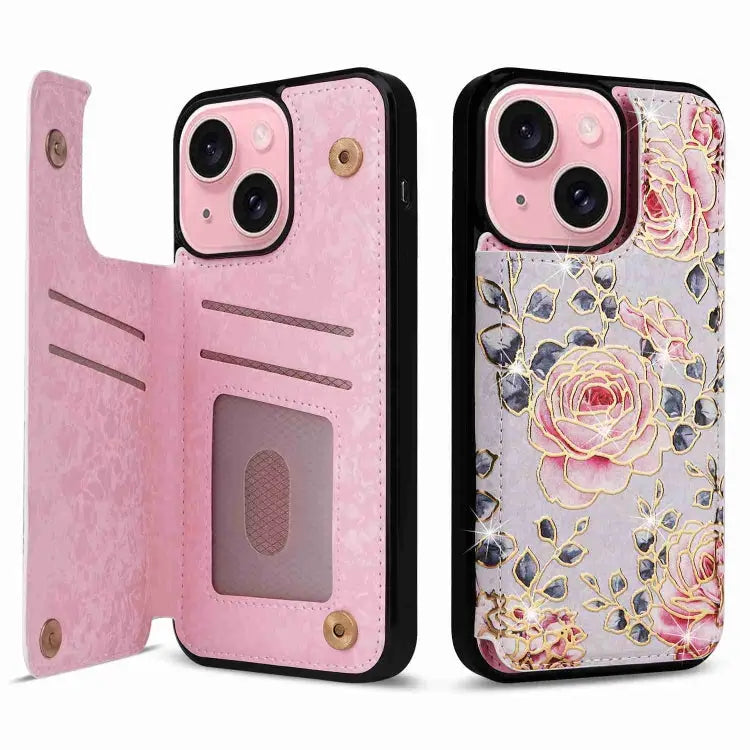 Printed Double Buckle RFID Anti-theft Phone Case For iPhone 15 Pro For iPhone 15 Plus For iPhone 15 For iPhone 14 Plus