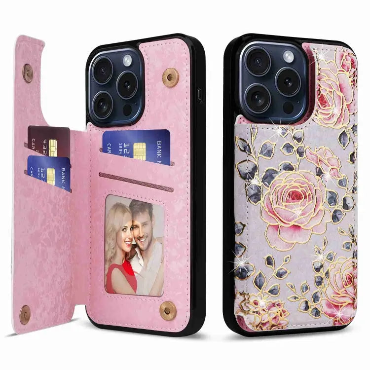 Printed Double Buckle RFID Anti-theft Phone Case For iPhone 15 Pro For iPhone 15 Plus For iPhone 15 For iPhone 14 Plus
