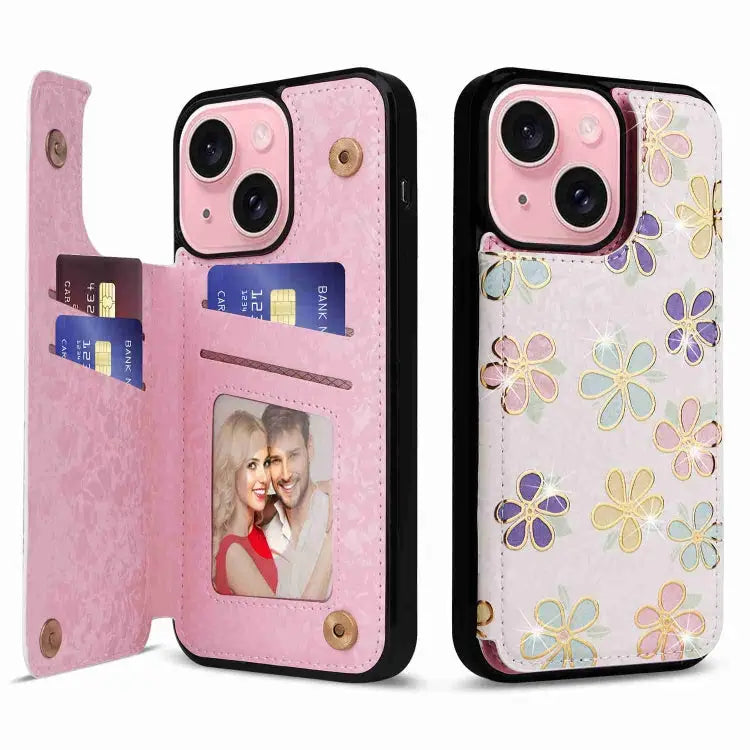 Printed Double Buckle RFID Anti-theft Phone Case For iPhone 15 Pro For iPhone 15 Plus For iPhone 15 For iPhone 14 Plus