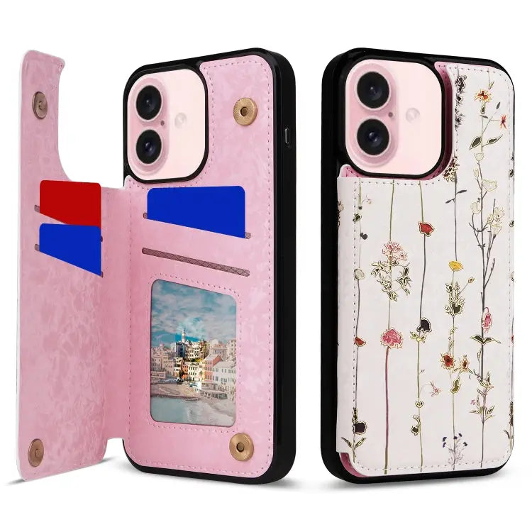 Printed Double Buckle RFID Anti-theft Phone Case For iPhone 15 Pro For iPhone 15 Plus For iPhone 15 For iPhone 14 Plus