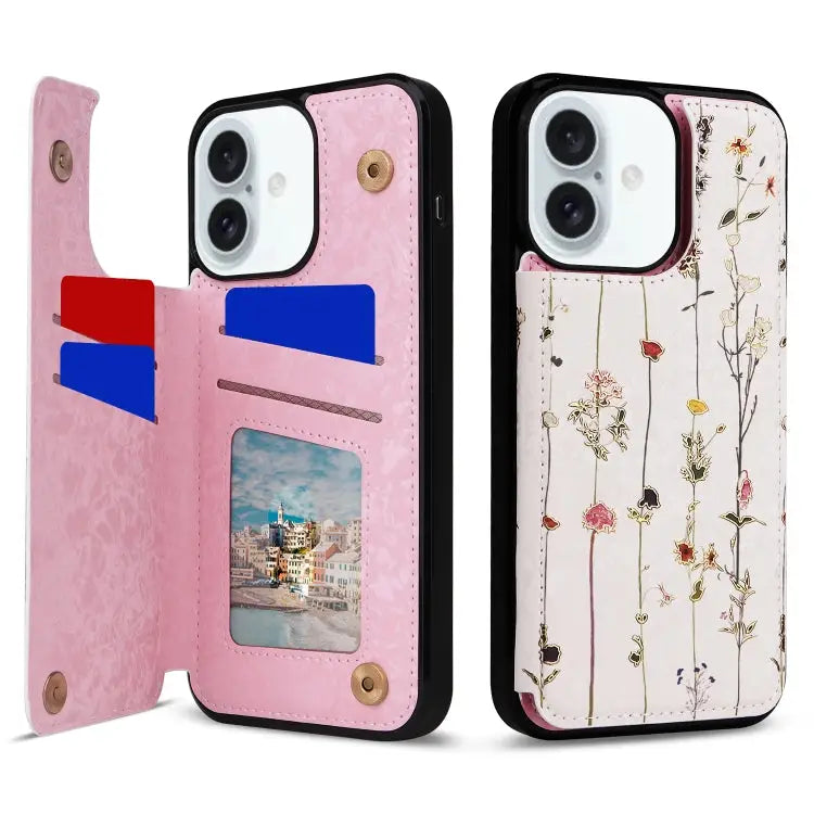 Printed Double Buckle RFID Anti-theft Phone Case For iPhone 15 Pro For iPhone 15 Plus For iPhone 15 For iPhone 14 Plus