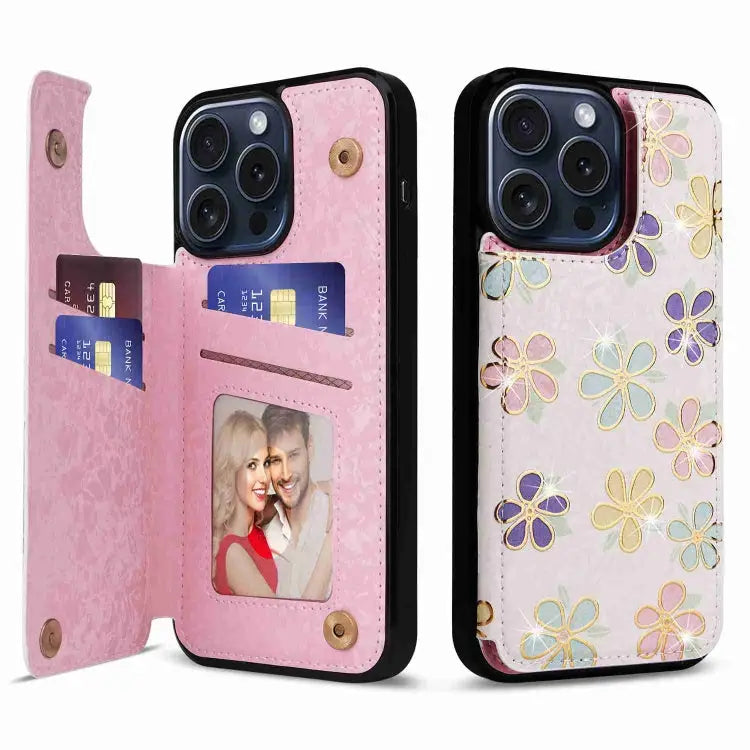 Printed Double Buckle RFID Anti-theft Phone Case For iPhone 15 Pro For iPhone 15 Plus For iPhone 15 For iPhone 14 Plus