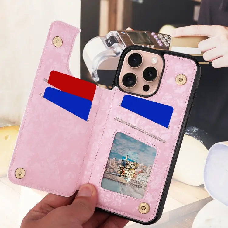 Printed Double Buckle RFID Anti-theft Phone Case For iPhone 15 Pro For iPhone 15 Plus For iPhone 15 For iPhone 14 Plus