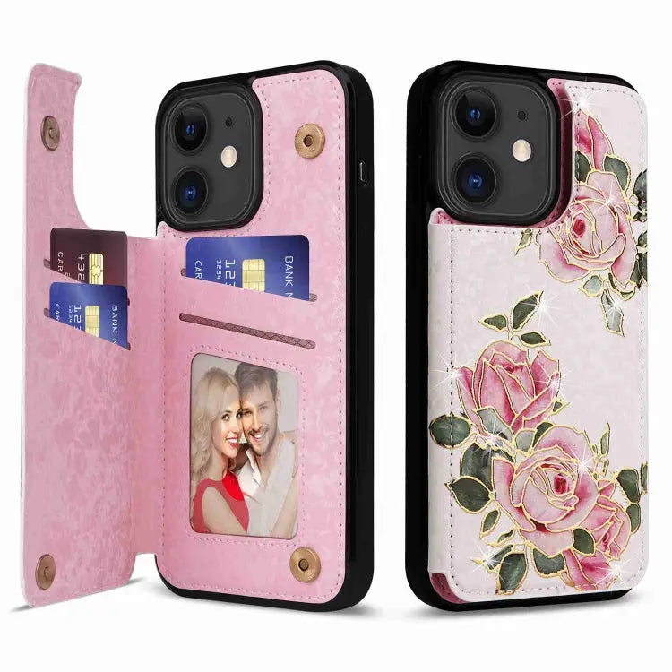 Printed Double Buckle RFID Anti-theft Phone Case For iPhone XS Max For iPhone 8 Plus / 7 Plus - For iPhone 11 / Rose