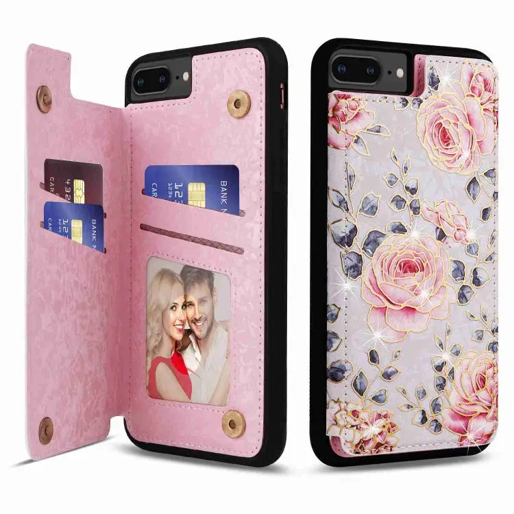 Printed Double Buckle RFID Anti-theft Phone Case For iPhone XS Max For iPhone 8 Plus / 7 Plus - For iPhone 8 Plus / 7