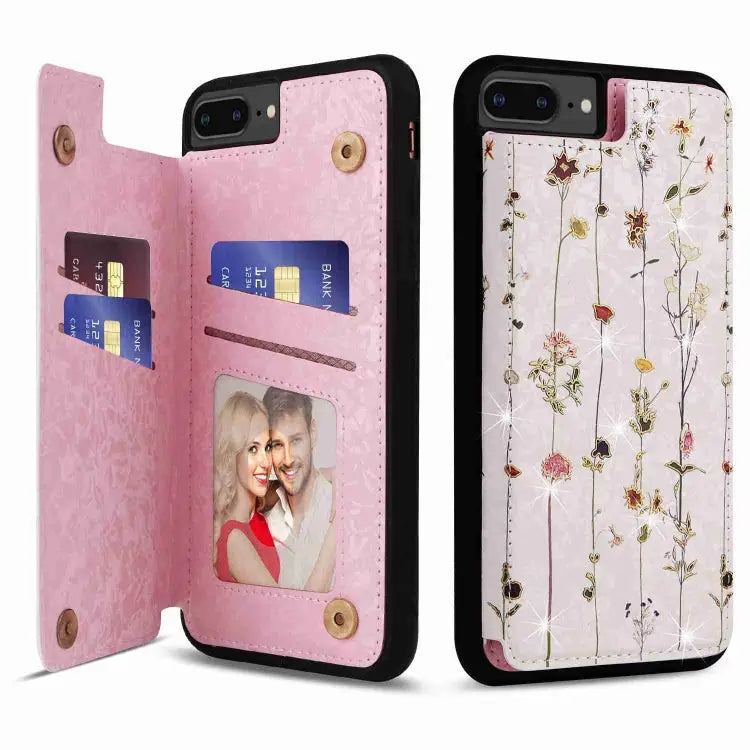 Printed Double Buckle RFID Anti-theft Phone Case For iPhone XS Max For iPhone 8 Plus / 7 Plus - For iPhone 8 Plus / 7