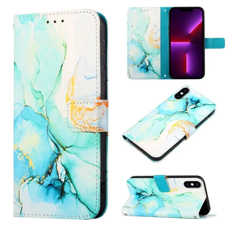 PT003 Marble Pattern Flip Leather Phone Case For iPhone 11 Pro Max For iPhone SE 2022 / SE 2020 / 8 / 7 For iPhone X