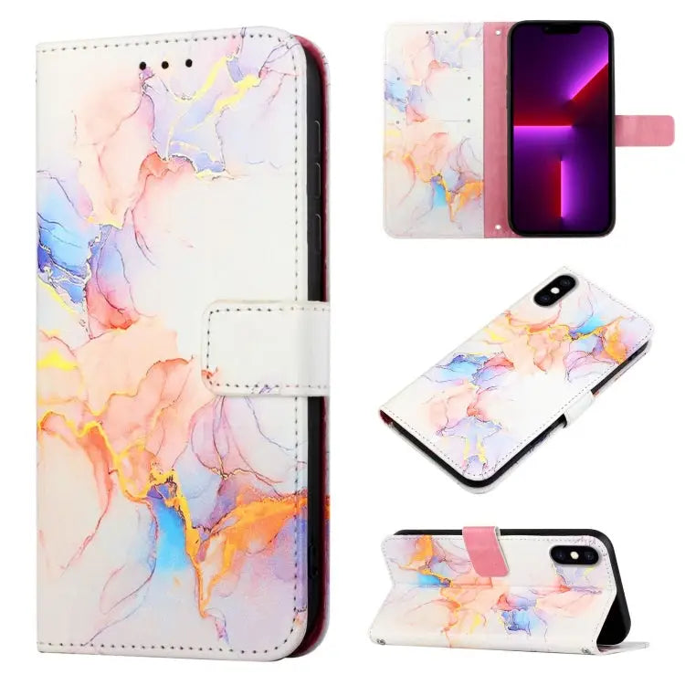 PT003 Marble Pattern Flip Leather Phone Case For iPhone 11 Pro Max For iPhone SE 2022 / SE 2020 / 8 / 7 For iPhone X