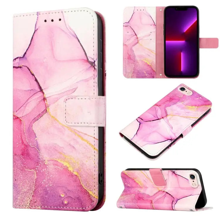 PT003 Marble Pattern Flip Leather Phone Case For iPhone 11 Pro Max For iPhone SE 2022 / SE 2020 / 8 / 7 For iPhone X