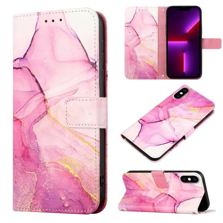 PT003 Marble Pattern Flip Leather Phone Case For iPhone 11 Pro Max For iPhone SE 2022 / SE 2020 / 8 / 7 For iPhone X