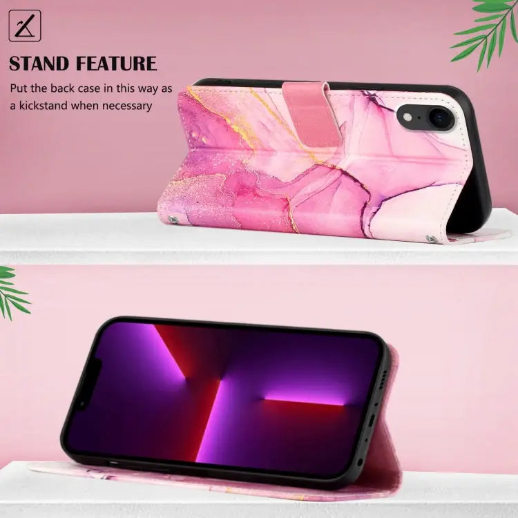 PT003 Marble Pattern Flip Leather Phone Case For iPhone XR - Apple Accessories
