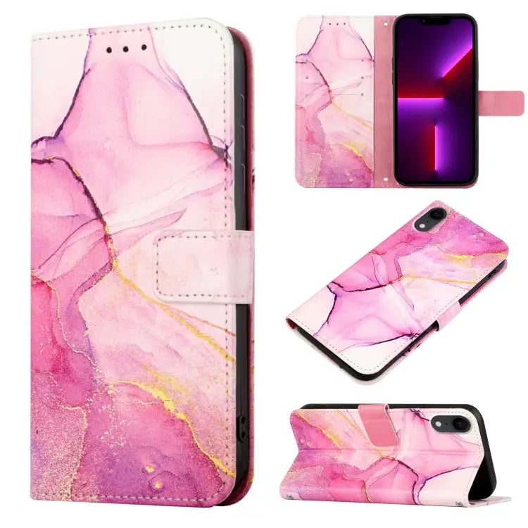 PT003 Marble Pattern Flip Leather Phone Case For iPhone XR - For iPhone XR / LS001 - Apple Accessories
