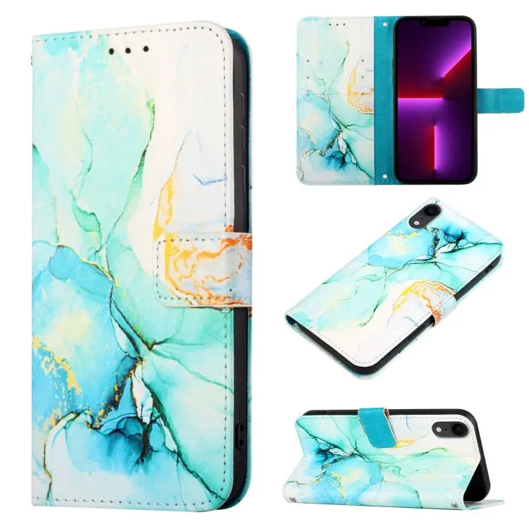 PT003 Marble Pattern Flip Leather Phone Case For iPhone XR - For iPhone XR / LS003 - Apple Accessories