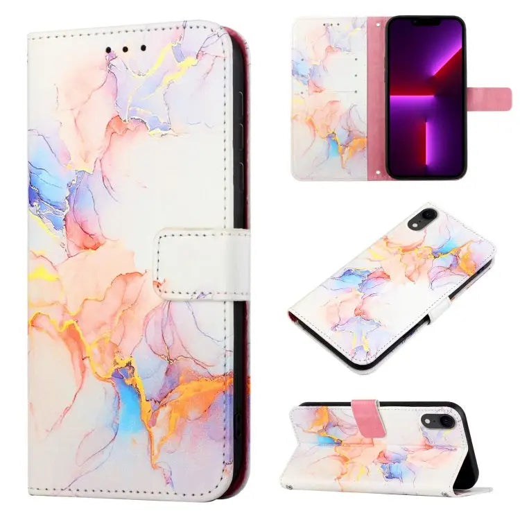 PT003 Marble Pattern Flip Leather Phone Case For iPhone XR - For iPhone XR / LS004 - Apple Accessories