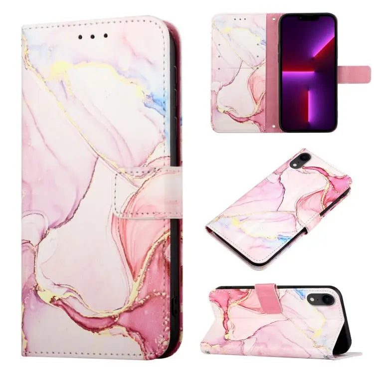 PT003 Marble Pattern Flip Leather Phone Case For iPhone XR - For iPhone XR / LS005 - Apple Accessories
