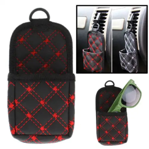 PU Leather Multifunctional Car Storage Pouch / Cell Phone Pocket - Red