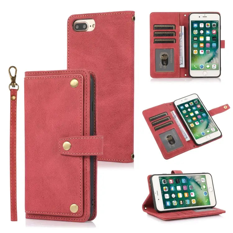 PU + TPU Horizontal Flip Leather Case with Holder & Card Slot & Wallet & Lanyard For iPhone 8 Plus & 7 Plus For iPhone