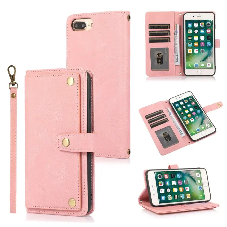 PU + TPU Horizontal Flip Leather Case with Holder & Card Slot & Wallet & Lanyard For iPhone 8 Plus & 7 Plus For iPhone