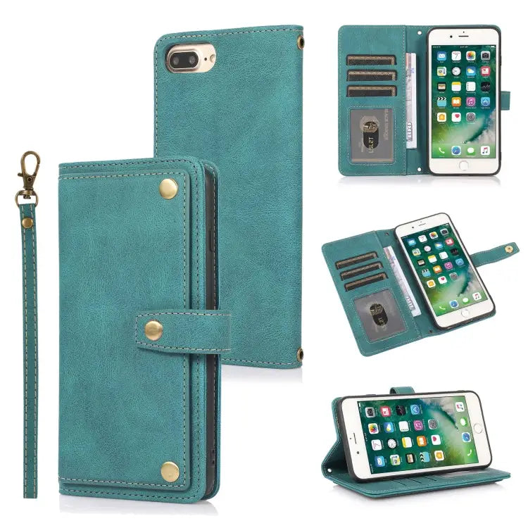PU + TPU Horizontal Flip Leather Case with Holder & Card Slot & Wallet & Lanyard For iPhone 8 Plus & 7 Plus For iPhone