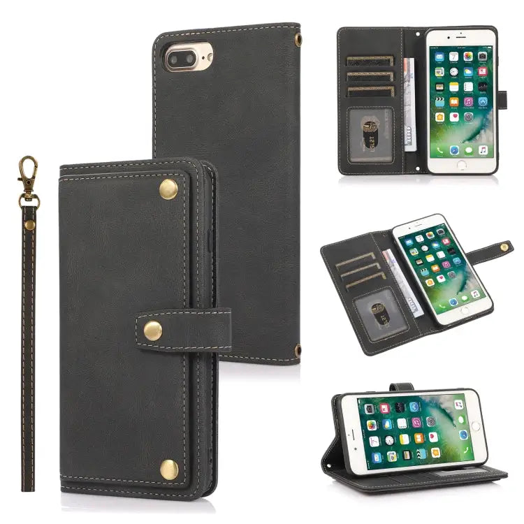 PU + TPU Horizontal Flip Leather Case with Holder & Card Slot & Wallet & Lanyard For iPhone 8 Plus & 7 Plus For iPhone