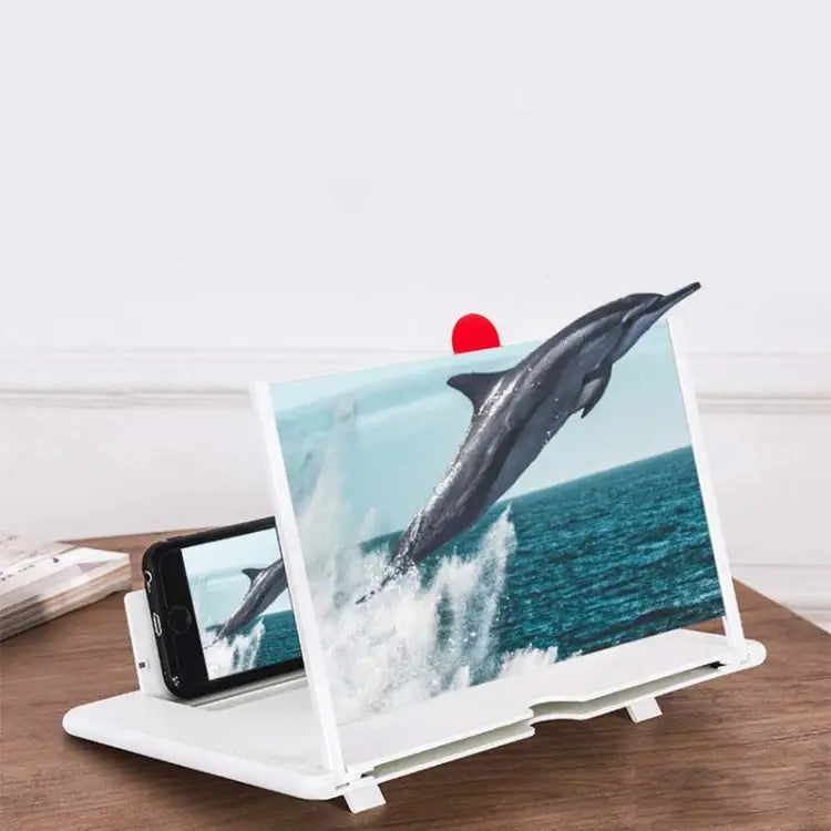Pull-out Mobile Phone Screen Magnifier 3D Video Desktop Mobile Phone Holder 10 inch 12 inch - 12 inch / White